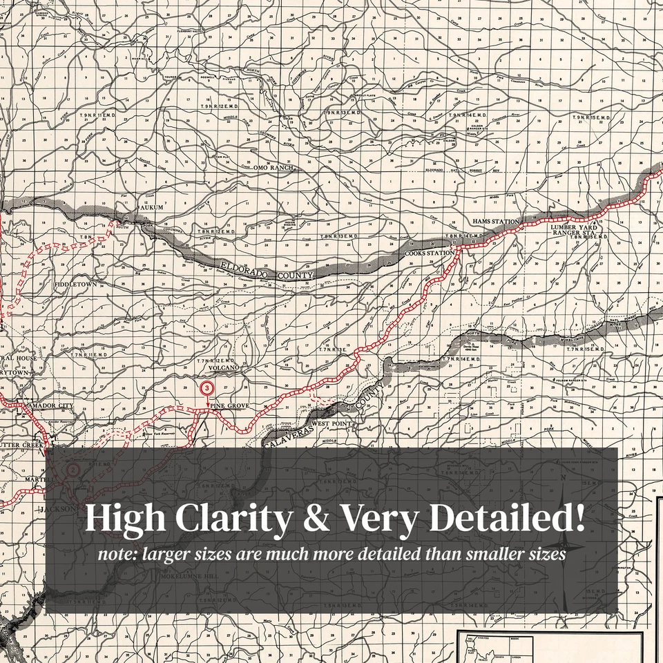 Old Map of Amador County, CA 1935 - Vintage California Art - Image 2 of 4