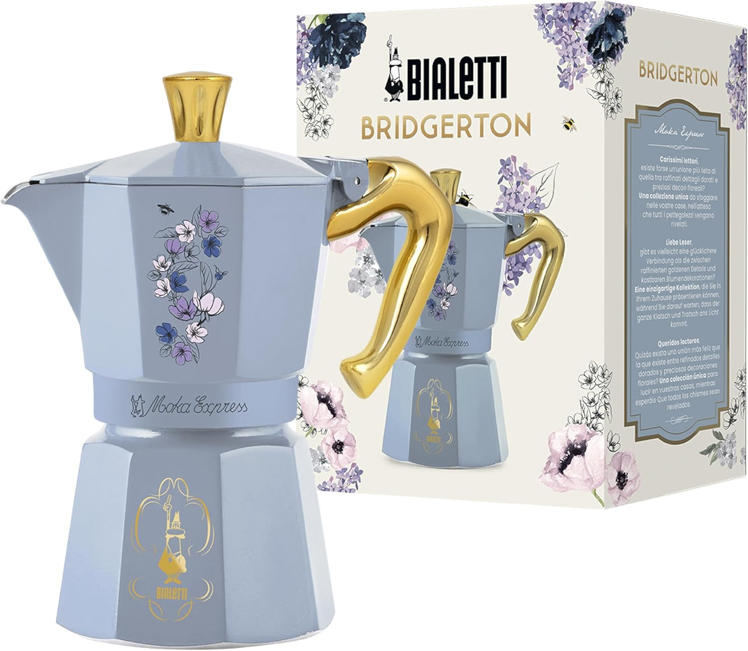 Moka Bialetti Bridgerton 6 Cups - Alluminio per Gas e Elettrico