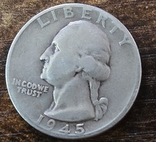 1945 P Mint Washington Quarter 90% Silver US Coin 0.18084 troy oz = 5.625 Gram