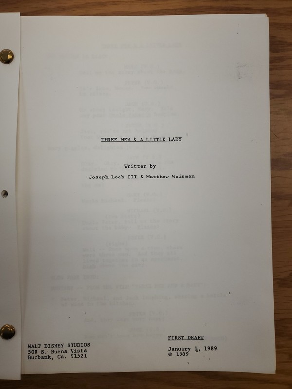 Three Men & A Little Lady Screenplay First Draft Walt Disney Studios