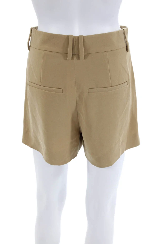 Pantalones Cortos Informales Vince Para Mujer Bolsillos Plisados Detalle Frontal Beige Sólido Talla 2 Foto 3 de 4