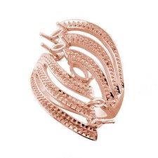 6x3mm Marquise Semi Mount Ring 925 Sterling Silver Rose Gold Multi-Row Setting