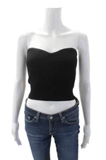 Babaton Womens Ribbed Strapless Sweetheart Tube Top Black Size M