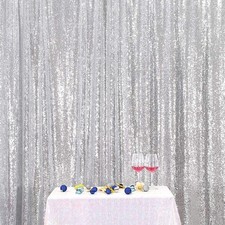 Silver Sequin Photo Backdrop Curtain Birthday Wedding Engagement 6x8 Ft