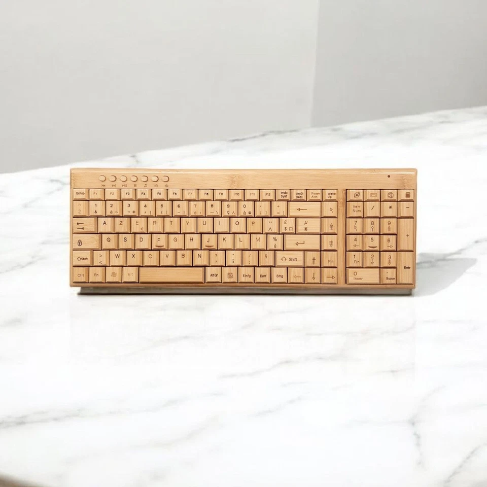 Clavier et Souris sans Fil en Bambou Mac et PC, Azerty FR - Photo 4/4