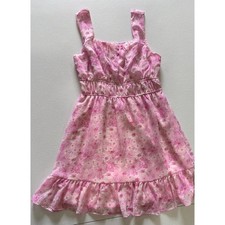 Knitworks Girls Pink Floral Ruffle Dress Size 8 Sleeveless Summer Party Dress