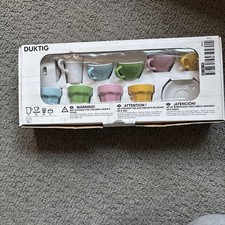 Kid s IKEA DUKTIG 15-Pc Tea Cups Saucer, Ice Cream Sundae Glasses Pastel NIB