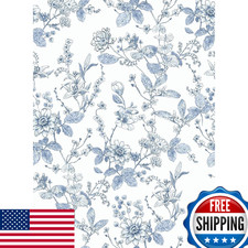 Light Blue Botanical Floral Shelf Liner Contact Paper Peel and Stick Botanical F