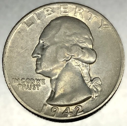 1942-D Washington 90% Silver 25c- XF Condition US Coin - 2698