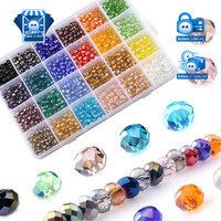 Facettierte Glasperlen 1200 StüCk Rondelle 24 Farben Mit Box Diy Schmuck