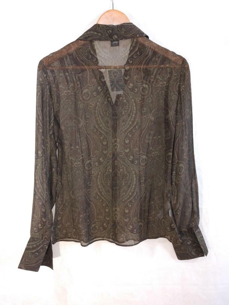 Chemise Femme En Soie ANN TAYLOR - Taille 4 - Imprimé Marron/cachemire - Tissée Transparente - Occasion Excellent état
