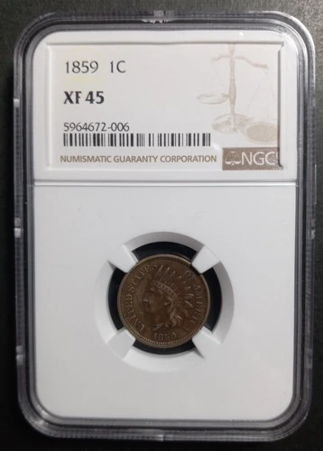 1859 Indian Head Cent - NGC XF 45 - BEAUTY!!                FREE Shipping!  (S1)