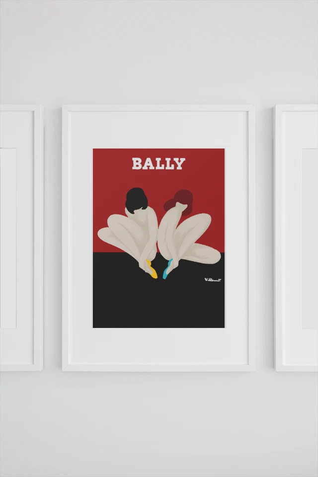 NEW Villemot Vintage Lotus French Bally Shoe, Art, Poster, Wall Art Print Canvas - Image 2 of 4