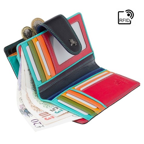 Cartera Visconti para mujer RFID mediana 9 tarjetas cremallera alrededor moneda cuero real suave SP30 - Imagen 13 de 21