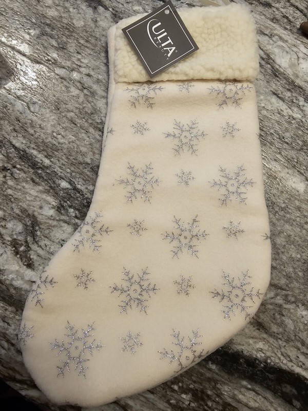 Ulta Beauty Cream Snowflakes Xmas Stocking, New w/ Tag 13" Tall FREE SHIPPING!