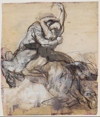 Centaur and Young Man Art Print Auguste Rodin 1905 Mythological Drawing