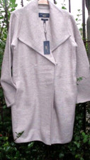 100% Wool Coat Paul Costelloe Tweedy Oatmeal Coatigan Luxury New Chic Uk16 Bnwt
