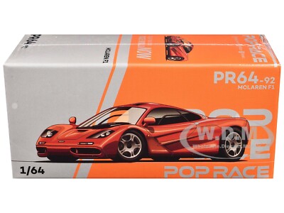 MCLAREN F1 ORANGE METALLIC 1/64 DIECAST MODEL CAR BY POP RACE