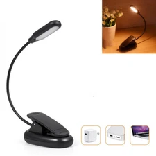 LED Reading Book Light With Clip USB Rechargeable For Bed Travel Desk Laptop