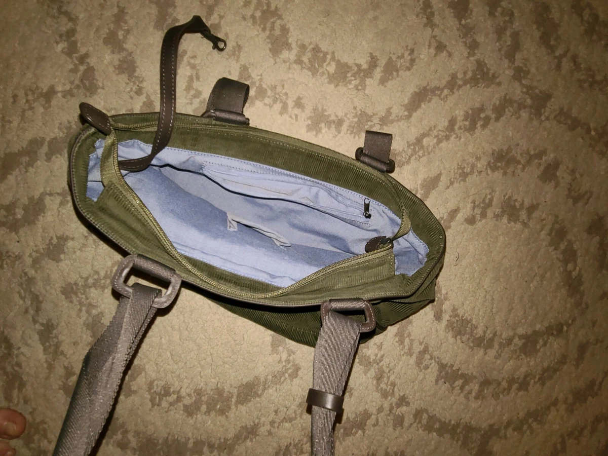LACOSTE WOMENS PURSE SHOULDER BAG GREEN CORDUROY 1K