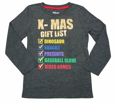 Epic Threads Christmas Gift List Print Boys Long Sleeve T-Shirt NWT