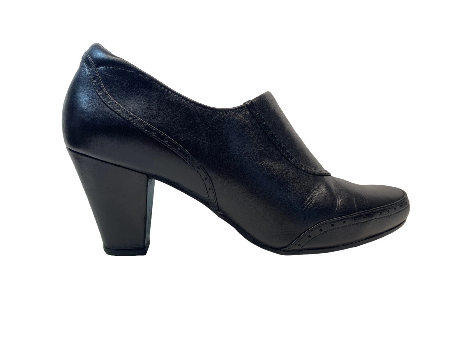 Stivaletti Clarks Artisan Mika tacco alla caviglia cerniera laterale a pieghe pelle neri donna 10 M