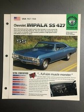 1967 - 1968 Chevrolet Impala SS 427 Coupe Imp Chaud Voitures Spec Feuille De L @