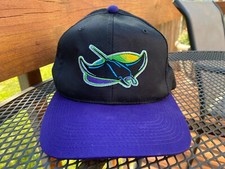 VTG Outdoor Cap OC Tampa Bay Devil Rays Black Snapback Hat Purple Brim Variant
