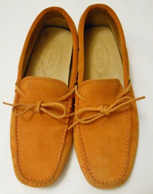 orange driving shoes