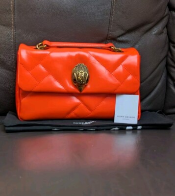 Kurt Geiger Medium Kensington Puffer Orange Crossbody Bag UK
