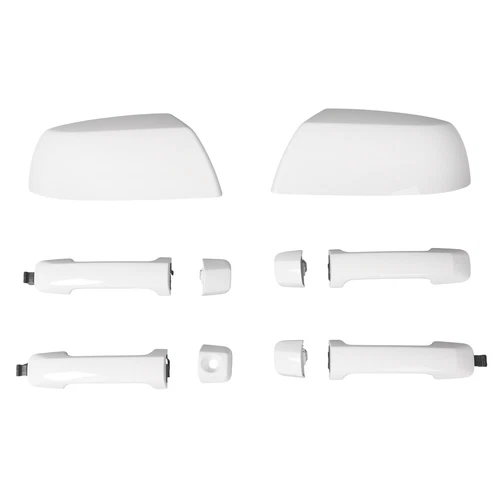 White Mirror Covers & Door Handle Set For Toyota Tundra Sequoia 2011-2019