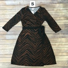 SMALL MICHELLE LuLaRoe Wrap Dress ~BROWN & BLACK ZEBRA, TIGER STRIPES~ sizes 6-8