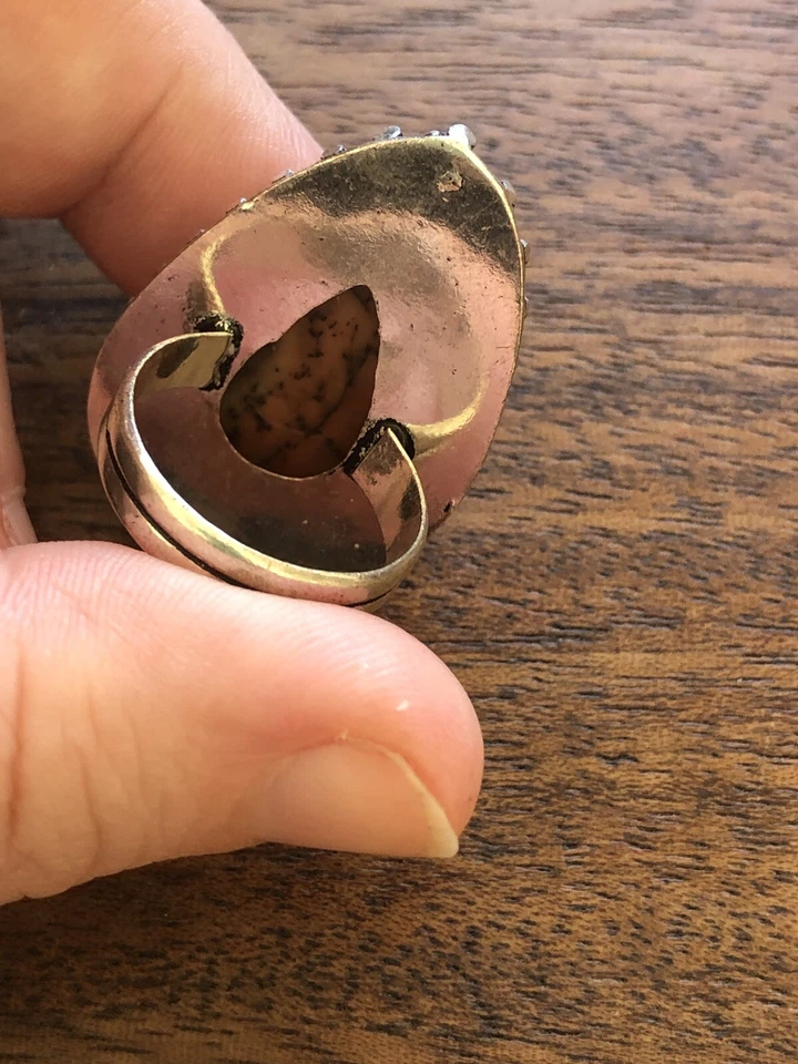 Винтажное мужское огромное кольцо из чистого серебра с красной яшмой размер 8 - Изображение 3 из 4