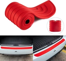 Car Rear Bumper Protector Strip Rubber Anti-Scratch Trunk Exterior Guard Red