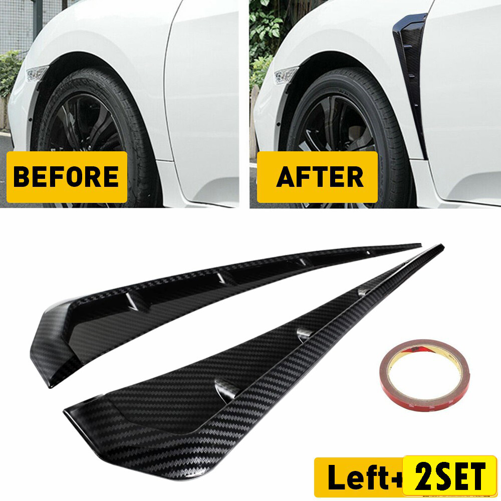 4X Carbon Fiber Car Side Fender Vent Air Wing Cover Trim Exterior Accessory ABS