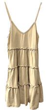 Zara Beige 3 Tiered Babydoll Sundress Juniors size small above the knee