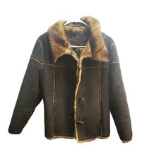 Tiger Mills Pile Faux Suede Fur Womens 42 In Bust M L Jacket Coat Toggle Closure