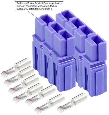 (X7) 15 Amp Anderson Powerpole Connectors, PP15 to 45,, w/16-20 AWG (PUPRLE) 
