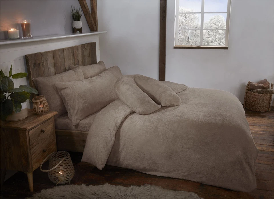 LITTENS Mink Teddy Fleece Fur Soft Cosy Duvet Quilt Cover Set Inc Pillowcases