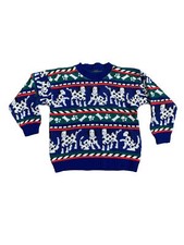 Vintage 80s 90s Made USA Boys Acrylic Sweater Dalmatian Print Winter Christmas