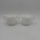 Vintage Fenton White Milk Glass Hobnail Star Shaped Cream And Sugar Set