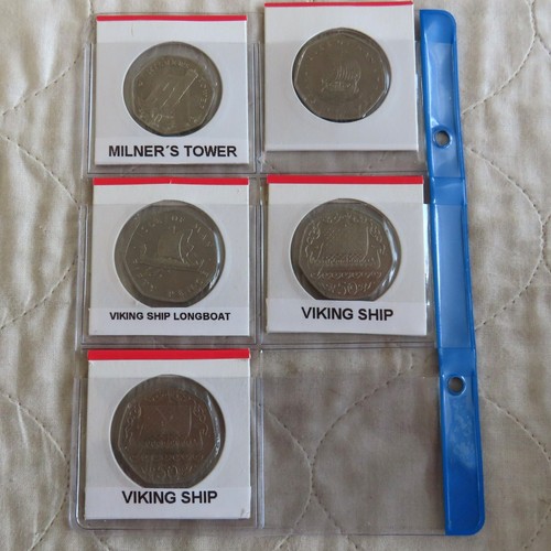 ISLE OF MAN VIKING LONGBOAT 4 X 50p COLLECTION 1975 - 1983 PLUS 2008 MILNERS - Picture 2 of 4