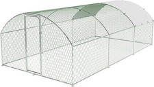 Large Walk-In Chicken Coop Outdoor Cage with Waterproof Cover, Galvanized Frame