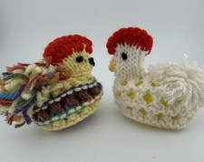 Set Of 2 Handmade Crocheted Chicken Egg Covers Multicolored