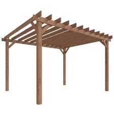 Outsunny 3.6 x 3 m Wooden Pergola Gazebo Grape Trellis, Maple Wood-effect