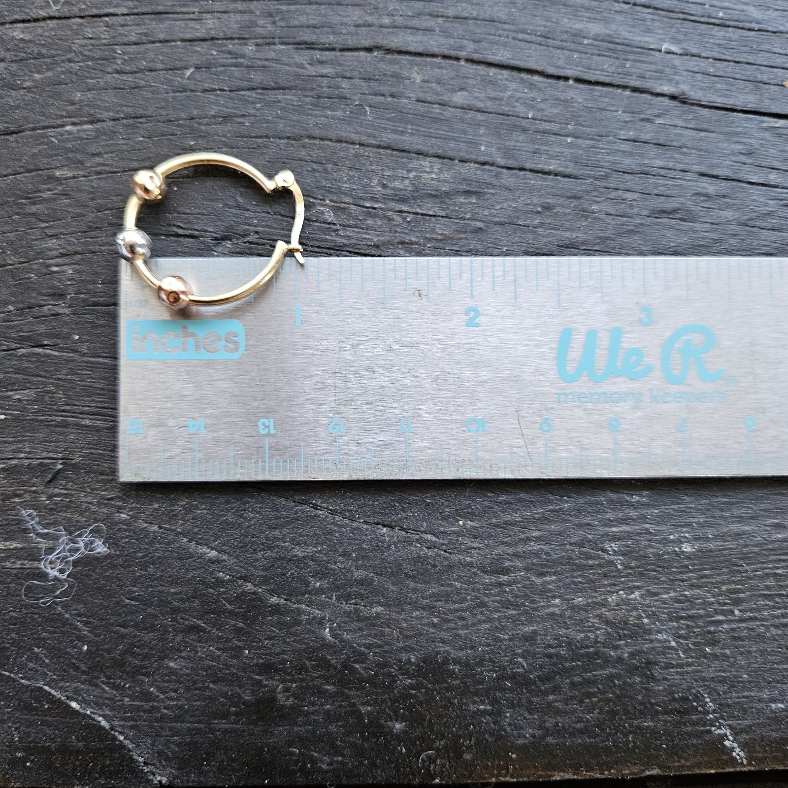 10K Solid Gold Single Earring.92Grams Yellow Whit… - image 6