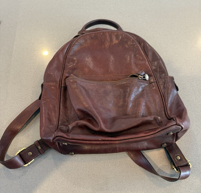 Barneys New York Modern Urban Backpack Chestnut Brown Leather