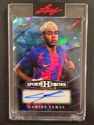 🔥 2026 LEAF SPORTS HEROES LAMINE YAMAL BLUE CRACKED ICE AUTO CARD 1/1 🔥