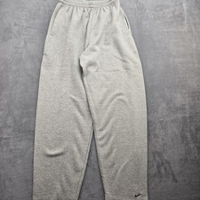 Vintage 90s Nike Cotton Baggy Sweatpants Size L Gray Ankle Swoosh Made In USA