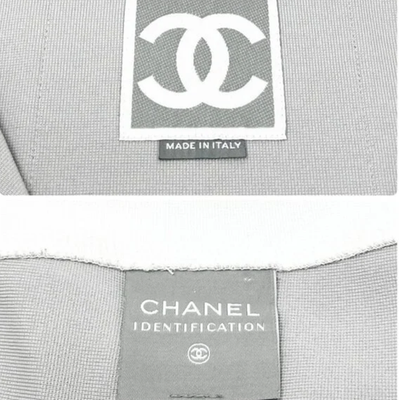 CHANEL Sport Vintage 01P CC Rompers One Piece #34 Zip Gray White